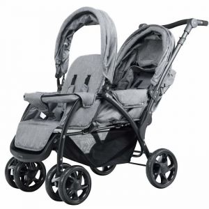 Giantex Poussette Double Tandem Pliable 0 Mois à 36 Mois Guidon Réglable Dossiers Inclinables Repose-pied Ajustable