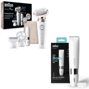 BRAUN &Eacute;pilateur Silk Epil 9-360 3D + BRAUN Mini-tondeuse corps BS1000