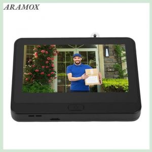 ARAMOX visionneuse de porte num&eacute;rique   Cam&eacute;ra Judas Judas Num&eacute;rique 1080P avec &eacute;cran LCD 43 Pouces D&eacute;tection Humaine moto bord