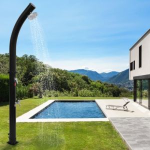 Douche extérieure solaire - YIS - 18 Litres - Noir - Robinet mitigeur - Douche de pied