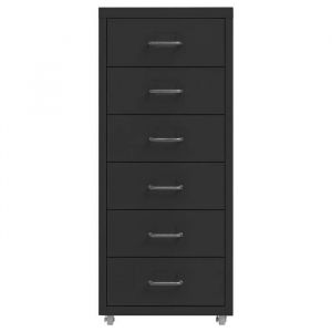 Noir Classeur mobile Armoire de classement CLARENCE Noir 28x41x69 cm M&eacute;tal LV1185