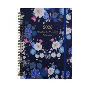 Carnet 2026 - Agenda hebdomadaire - Format A5 - Reliure &agrave; anneaux - Calendrier 2026 - Agenda portable - Cahier &agrave; spirale ray&eacute;e