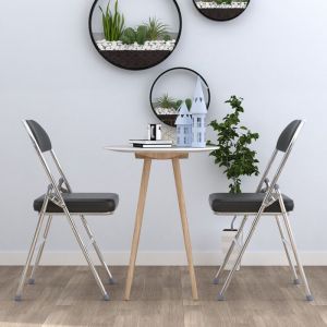 Chaises Pliantes en Cuir - VIVOLILV - Lot de 2 - 46x42x80 cm - Noir - Chaise de Bureau Pliante Peu encombrante pour la Maison