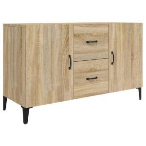 Soldes FlottantsBuffet Bas 1 PC SHIELD - grand stockage - Buffet de salon/commode - ch&ecirc;ne sonoma 100x36x60cm bois ding&eacute;nierie 536