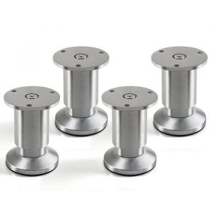 4 x SO-TECH® Pied de meuble Ajustable en Aluminium brossé Capacité de levage 250 kg Hauteur 80 mm