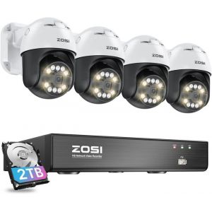 ZOSI 8CH 4K 2To NVR Kit Cam&eacute;ra de Surveillance PoE D&eacute;tection de Personne/Visage/V&eacute;hicule Vid&eacute;o FHD 30 IPS 5MP 3K Cam&eacute;ra