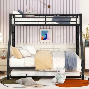O.Ye Lit superpos&eacute; enfant 90/140x200 cm avec lit gigogne lit mezzanine avec 2 &eacute;chelle lit 3 personnes avec sommier &agrave; lattes noi