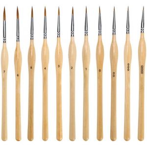 1 lot de 11 pinceaux de peinture d&eacute;tail miniature poils en nylon pinceaux pour huile acrylique aquarelle et gouache pinceau