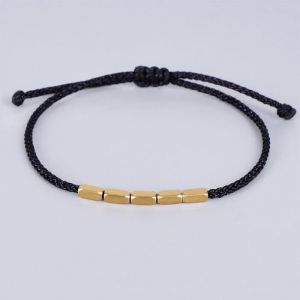 5re noir - Bracelet En Perles De Cuivre Tibétain Réglable Pour Hommes Et Femmes Cordon En Fil De Coton Tress