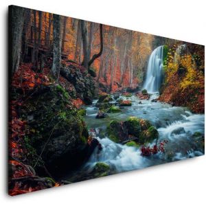 TOILE TABLEAU-120x80 cm-CASCADE-(PP4218)-CANVAS-Lin-Photo-Art Beaux-Arbres Forêt Paysage Jardin Champ