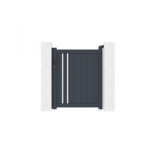 Lot Portillon et Poteaux - Casanoov - GIONA - 1m H.120cm / Portillon 1m H.120cm - Gris anthracite - Aluminium