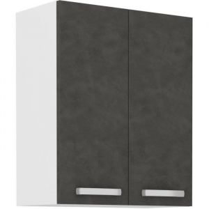 Meuble haut portes battantes - Gris mat - L 60 cm x P 316 x H 72 cm - LASSEN
