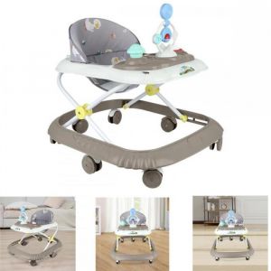 3 en 1 Trotteur Bebe Evolutif Filles Garçons  Marron - MIPAN  -  Avec Musique + Roue silencieuse - Réglable - Anti-retournement