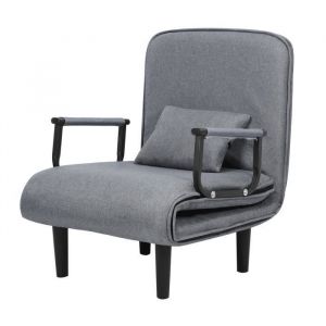 FLASIDU Canapé-lit Pliant Lit dAppoint Pliant Fauteuil-lit 3en1 Gris 68*65*80cm Dossier inclinable 5 Positions sans oreiller