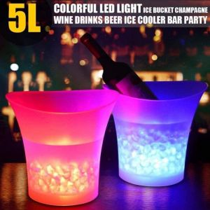 Seau à glace LED à changement de couleurs 5 l Grande capacité Champagne Vin Boisson Bière Seau pour KTV Party Bar Maison Mariag 783