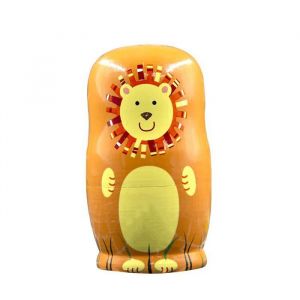 Poup&eacute;es russes Lot de 5 poup&eacute;es gigognes en bois Animal mignon Lion Tigre Cochon Singe Birdie Matriochka Jouet pour enfan QIEDOVIEY