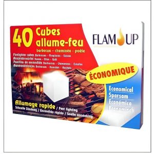 Boîte de 40 cubes allume-feu pour barbecues cheminées poêles... Plaque prédécoupée de 40 cubes blancs expédié sous 24 h