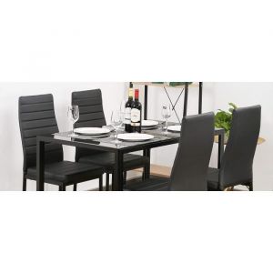 Lot de 6 Chaises de Salle à Manger en Simili Cuir Noir - Style Industriel - Jnishon