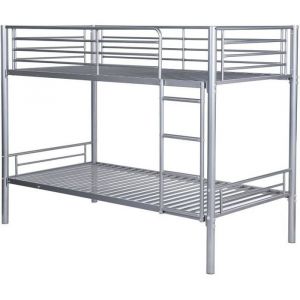 Lit superpos&eacute; adulte urbain en m&eacute;tal gris &eacute;poxy - Sommiers inclus - l 90 x L 190 cm