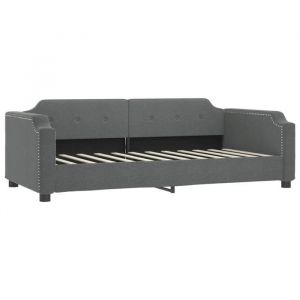 Lit banquette 2 places - Canap&eacute;/Lit de jour matelas inclus - multifonctionnel - gris fonc&eacute; 90x190 cm tissu CAL975563