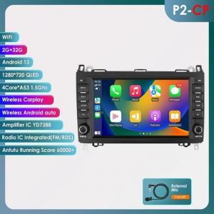 2G+32G Carplay Android 13 GPS Autoradio pour Mercedes Benz AB Class B200 W169 W245 W906 Sprinter W639 Vito Viano