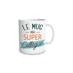 Tasse mug - Super coll&egrave;gue - Blanc - Porcelaine - Cylindrique - Compatible lave-vaisselle