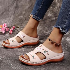 Sandales femme extérieur léger compensées décontractées sans lacet chaussures dété jiushengti™ - Beige