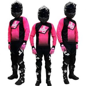 TENUE ENFANT PANTALON MAILLOT GANTS MOTO CROSS QUAD ENDURO VTT BMX MTB ENFANT STRIPES ROSE TAILLE 22US 5 6 ANS JLP RACING