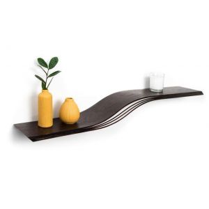 Etagère murale flottante - EWART WOODS - En bois wengé 60 cm - Design moderne courbé