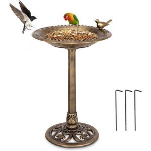 Mangeoire &agrave; Oiseaux sur Pied COSTWAY - Hauteur 72CM - Diam&egrave;tre 51cm - Design Antique Bronze