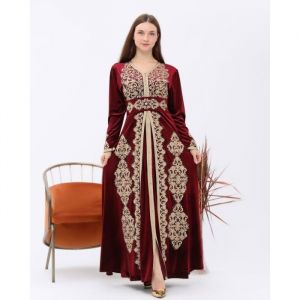 Caftan rimas rouge haute gamme dore takchita kaftan karakou abaya djellaba
