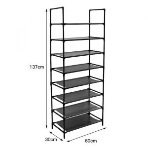 Étagère à Chaussures de 8 NiveauxRange-Chaussure PolyvalentPeu EncombrantPour EntréeSalonChambre60x30x137cmNoir