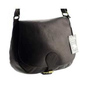 Sac &agrave; main OLIVIA - Cuir noir - Bandouli&egrave;re - Femme