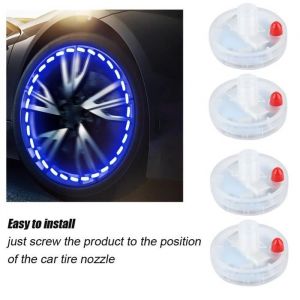 SURENHAP lumière de valve 4pcs énergie solaire moto vélo roue de voiture pneu bouchon de valve LED lampe flash auto kit