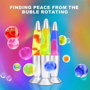 Lampe Lave Multicolore - Lampe a Lave LED - En forme de fusée - Verre Robuste - Aluminium - Lampe Veilleuse Led mouvement Cire