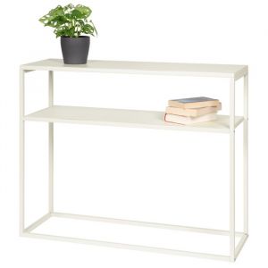 bremermann Table console avec 2 étagères étagère sur pied en métal en blanc crème