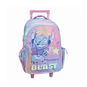 Grand trolley cartable &agrave; roulette STITCH Disney sac &agrave; dos primaire 46cm