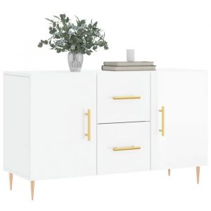 Bon plan Buffet bahut vaisselier - JILI HOT - Buffet blanc brillant 100x36x60cm - Bois ding&eacute;nierie - commode Salon/Cuisine