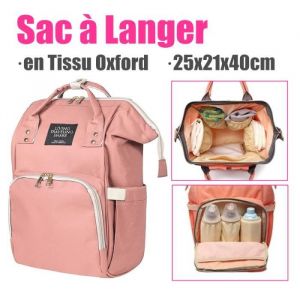 Sac &agrave; Langer en Tissu Oxford Multifonctionnel de Voyage Promenade Sac &agrave; Dos avec Poign&eacute;e Portable ROSE-ORANGE Cadeau NOEL