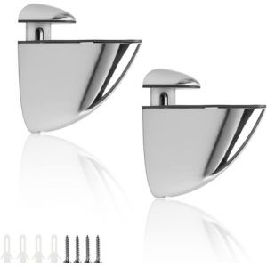 Support d&eacute;tag&egrave;re murale en verre - Marque - Mod&egrave;le - Argent&eacute; - R&eacute;glable - Alliage de zinc