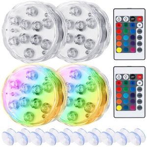 Lampe Piscine Lumières LED Submersible Éclairage Submersible Multi-couleur avec TélécommandeIP68 Éclairage Etanche Lampes4 pcs