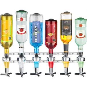 Distributeur de Bouteille Boisson Porte Bouteille Support et Doseur Mural 6 Voies Bar Butler