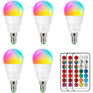 ChangM Couleur Ampoule Changement 6 Watt peut &ecirc;tre obscurci avec t&eacute;l&eacute;commande Ensemble de 5pcs blanc 2700 K