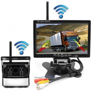 Nouvelle Caméra de Recul Sans Fil 7 Pouces HD LCD Ecran+Caméra de Voiture Etanche pour Camion RV Bus Remorque +Allume-cigare