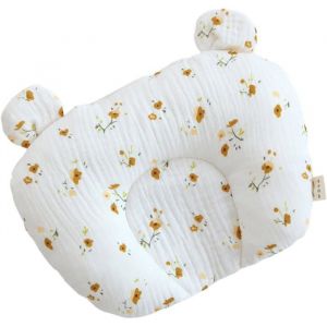 Coussin Bebe Tete Plate Coussin Anti Tete Plate Bebe Coussin bébé  Nouveau-Né Respirant Appui-tête Prévient et corrige (White)