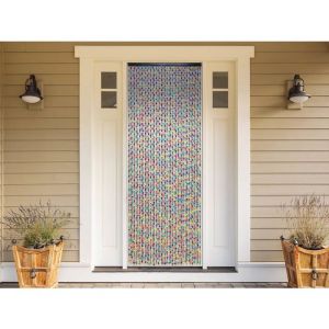 Rideau de porte en perles de bois multicolore 90 x 200 cm Multicolore