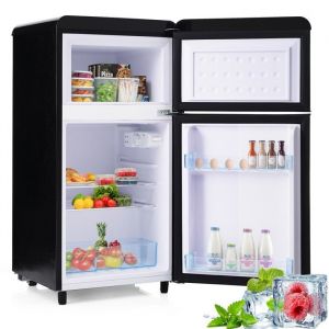 Réfrigérateur Classique Rétro Double Porte 72l + Congélateur 21l 120kwh&an Led Classe E Plusieurs Coloris -Noir