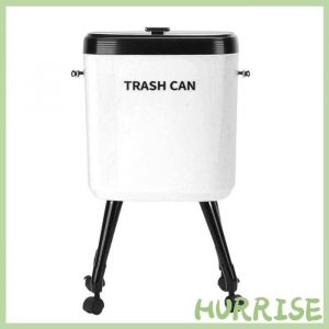 Garosa Poubelle de cuisine Poubelle haute avec pieds &agrave; roulettes 15L grande capacit&eacute; poubelle &eacute;troite droguerie cr&egrave;me