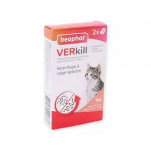 VERMIFUGE Beaphar VERkill Petits chats et chatons 05 - 2kg Boite de 2 comprimés insectifuge