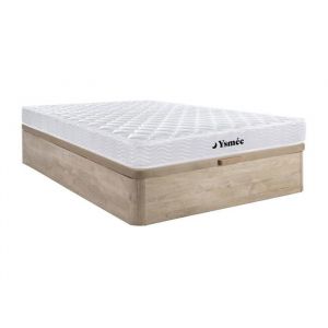 Ensemble 140 x 190 cm sommier coffre naturel clair + matelas ressorts et mémoire de forme ép.15cm - WOLKENLOS de MORGENGOLD
